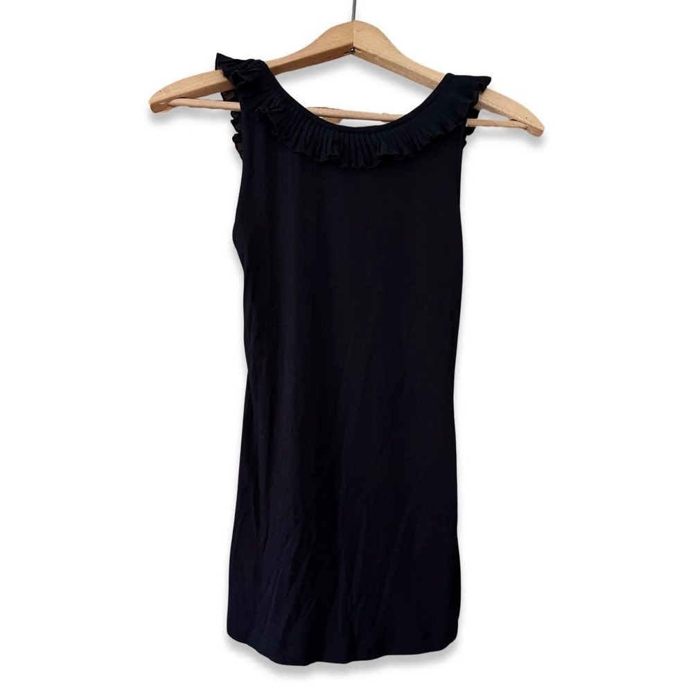 H&M‎ Black Ruffle Neck Tank Top XS